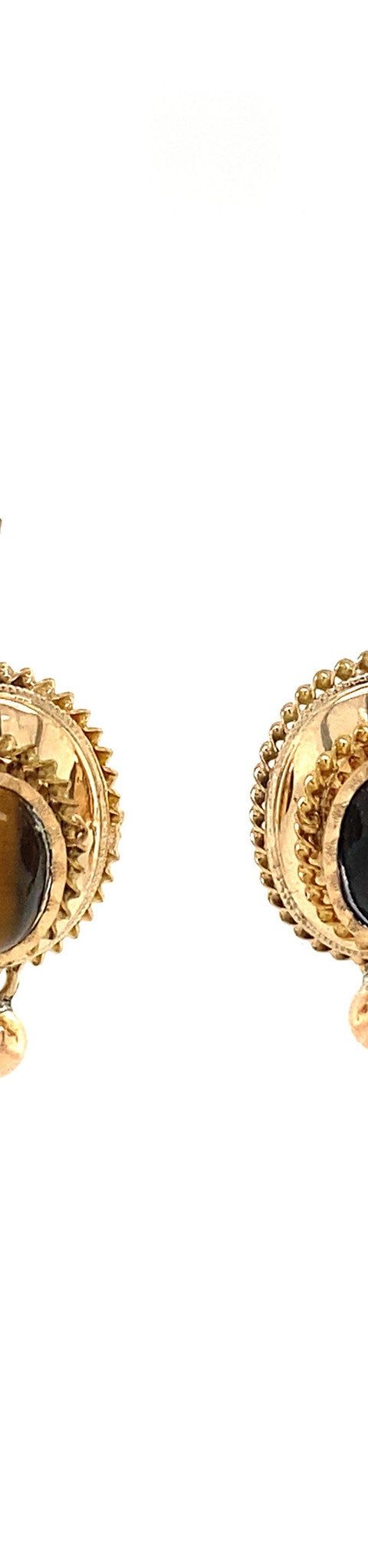 Vintage 14K Gold Drop Earrings with Tiger's Eye